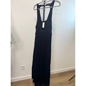 Maeve Womens Size XL Black Flowey Maxi Jersey Dress NEW Tiered Lined